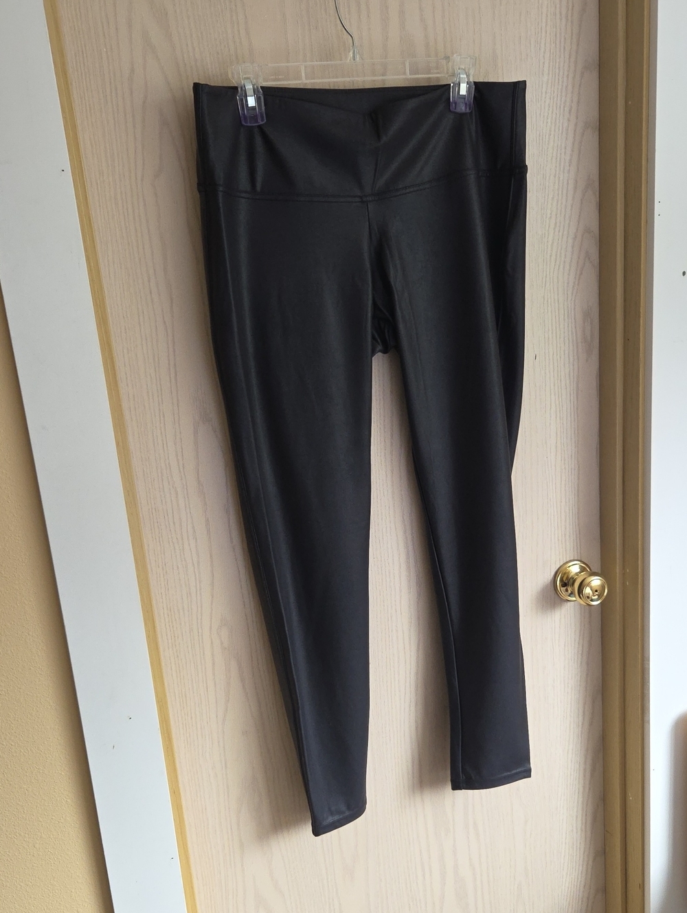 Time and Tru Solid Black Faux-Leather Leggings